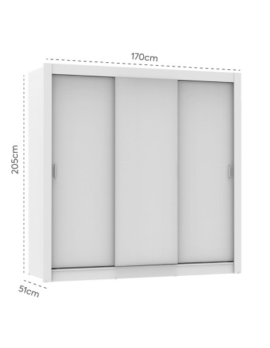 Closet 3 Puertas 2 Cajones Lyon Blanco - Organización Dormitorio