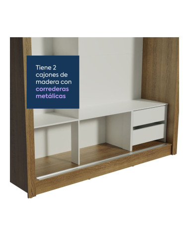 Closet 3 Puertas 2 Cajones Lyon Rustico - Organiza tu Dormitorio