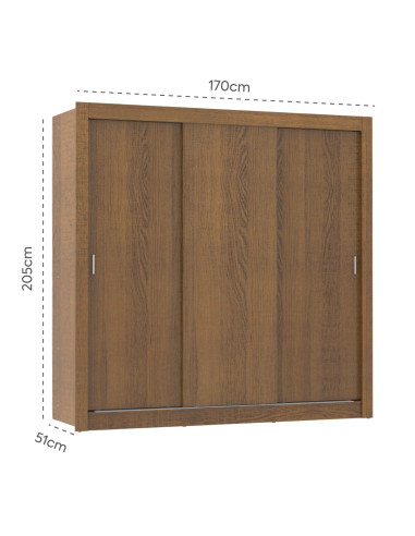 Closet 3 Puertas 2 Cajones Lyon Rustico - Organiza tu Dormitorio