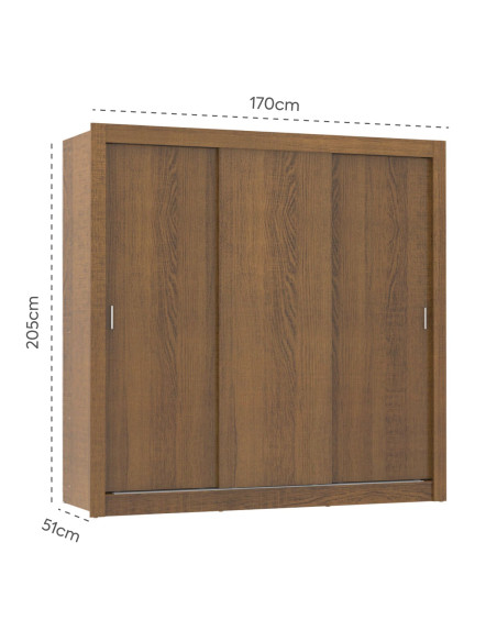 Closet 3 puertas 2 cajones Lyon rustic