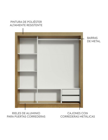 Closet 3 puertas 2 cajones Lyon rustic