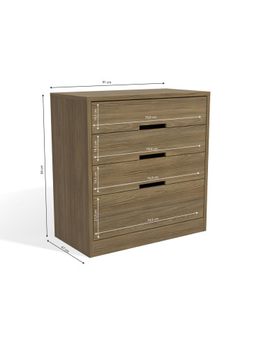 Cómoda 4 cajones canela