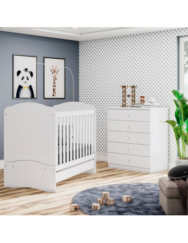 Cómoda Menta Blanco 5 Cajones - Mueble Moderno para Dormitorio