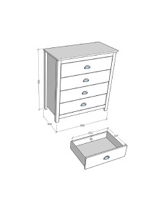 Cómoda Topazio madera 4 cajones 2