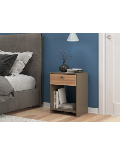 Velador 1 cajon Damasco/Nogal 2