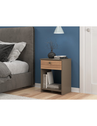 Velador 1 cajon Damasco/Nogal