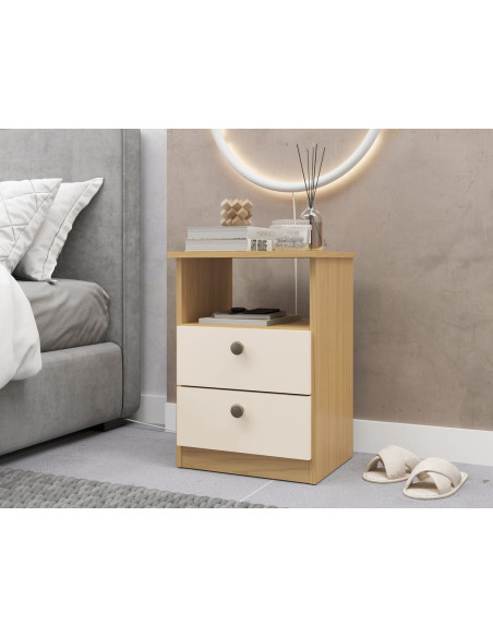 Velador 2 cajones Canary/Off white