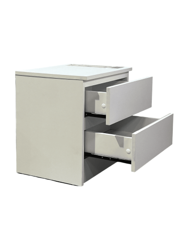 Velador Hantu 2 Cajones Blanco - Mueble Moderno para Dormitorio