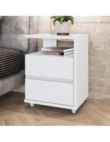 Velador Campeche Blanco - Velador Moderno de 2 Cajones