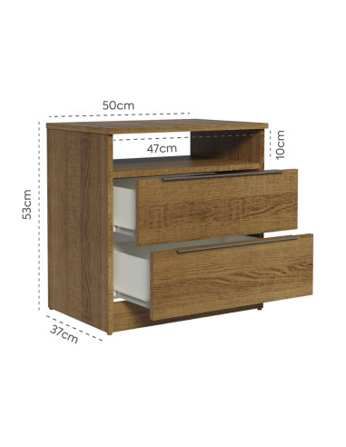 Velador Varese 2 Cajones Rustic - Mueble Elegante y Funcional