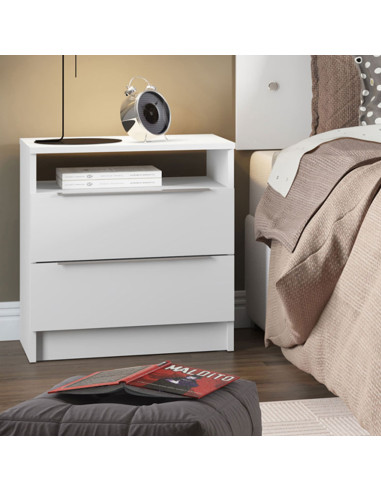 Velador Varese 2 Cajones Blanco - Mueble Elegante y Funcional