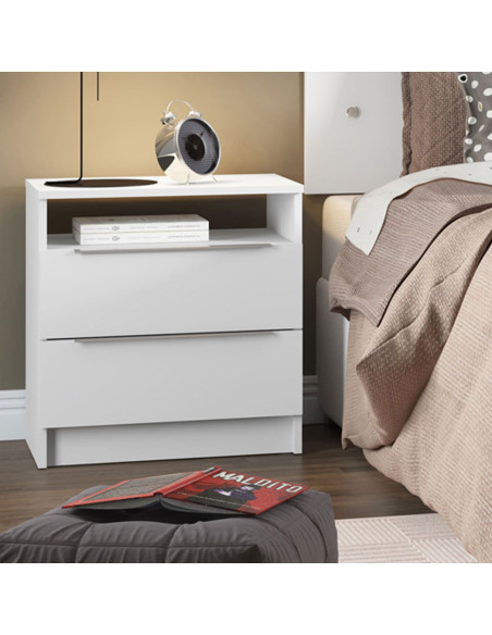 Velador Varese 2 cajones blanco