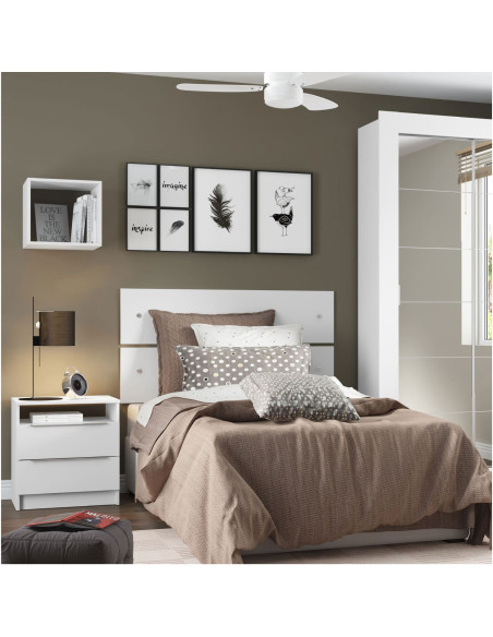 Velador Varese 2 cajones blanco