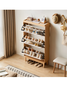 Zapatero Mila 3 cajones café blanco 2