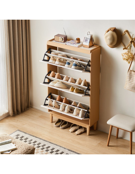 Zapatero Mila 3 cajones café blanco