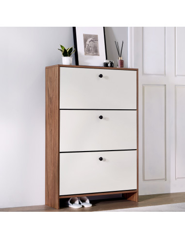 Zapatero Madison 3 Cajones Café-Blanco - Mueble Organizador