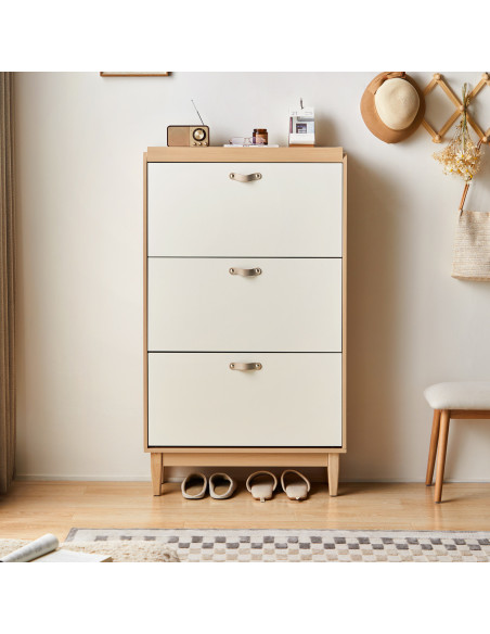 Zapatero Mila 3 cajones café blanco