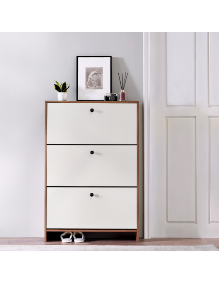 Zapatero Madison 3 cajones café-blanco