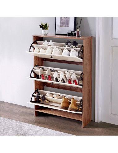 Zapatero Madison 3 Cajones Café-Blanco - Mueble Organizador