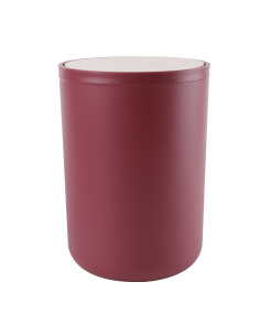 Papelero plástico burdeo bambú