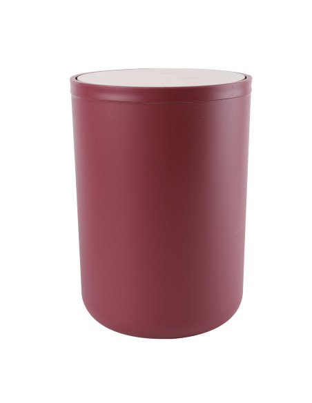 Papelero plástico burdeo bambú