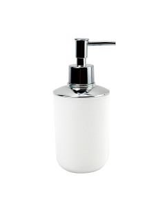 Dispensador jabón plástico plateado blanco