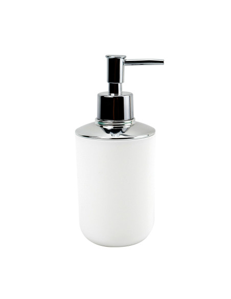 Dispensador jabón plástico plateado blanco
