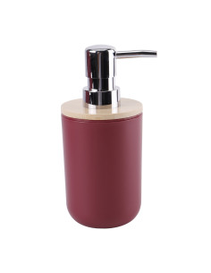 Dispensador jabón plástico burdeo bambú