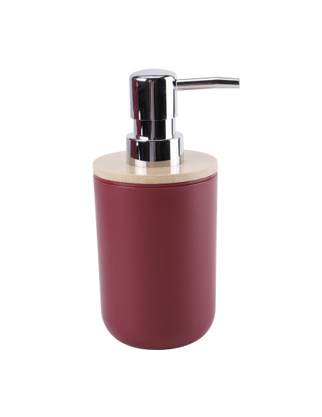 Dispensador jabón plástico burdeo bambú
