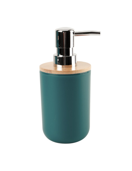 Dispensador jabón plástico turquesa bambú