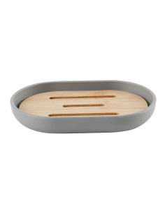 Jabonera plástico gris bambú