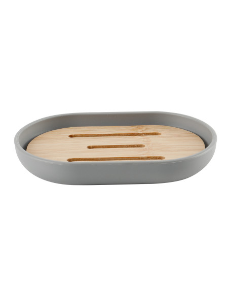 Jabonera plástico gris bambú