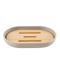 Jabonera plástico beige bambú