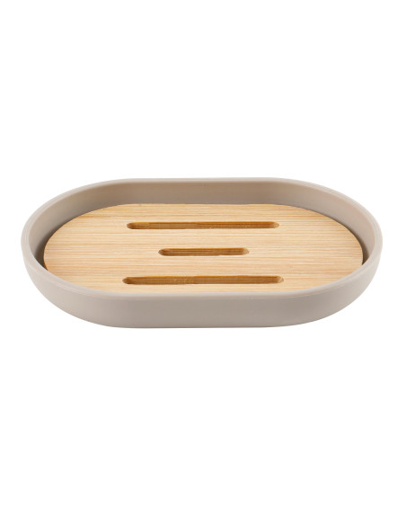 Jabonera plástico beige bambú