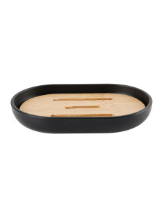 Jabonera plástico negro bambú