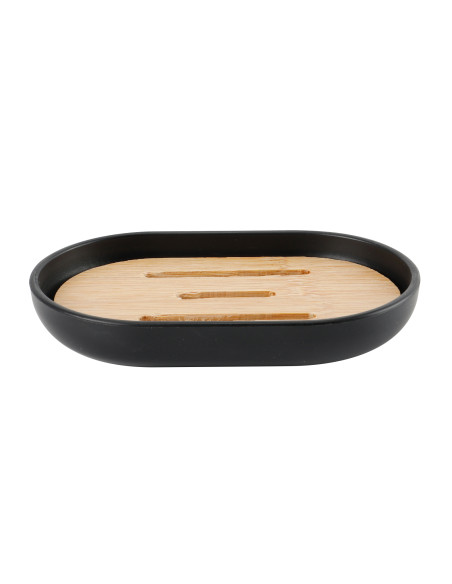 Jabonera plástico negro bambú