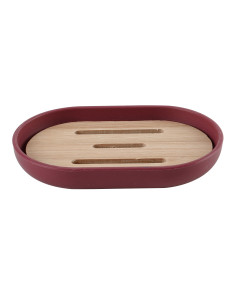 Jabonera plástico burdeo bambú