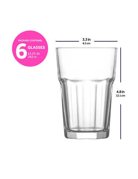 Vaso largo 365ml set de 6
