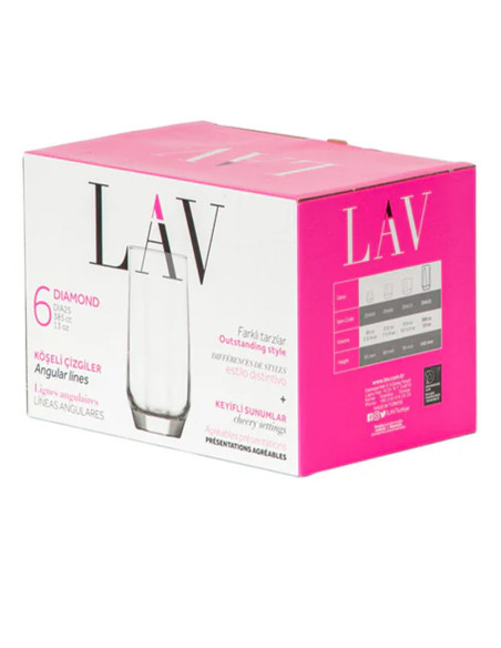 Vaso largo 390ml set de 6