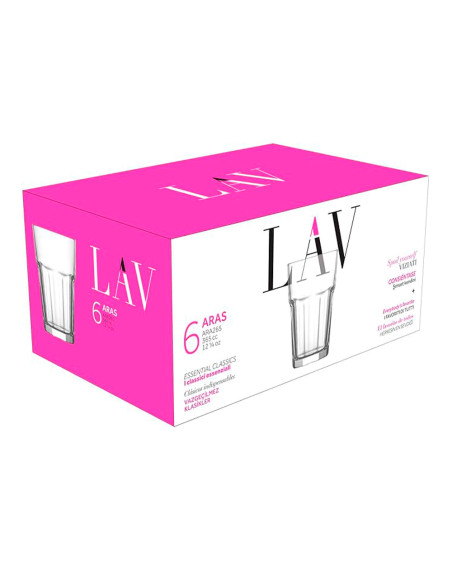 Vaso largo 365ml set de 6