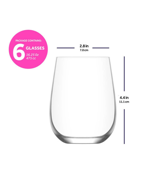 Vaso vino 475ml set de 6