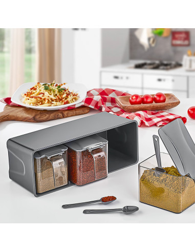 Set 3 especieros con cuchara 27x12x10cm