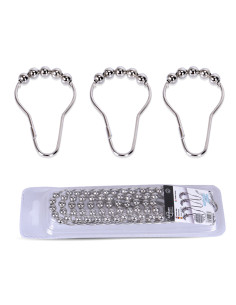 Ganchos cortina baño metálicos - set de 12