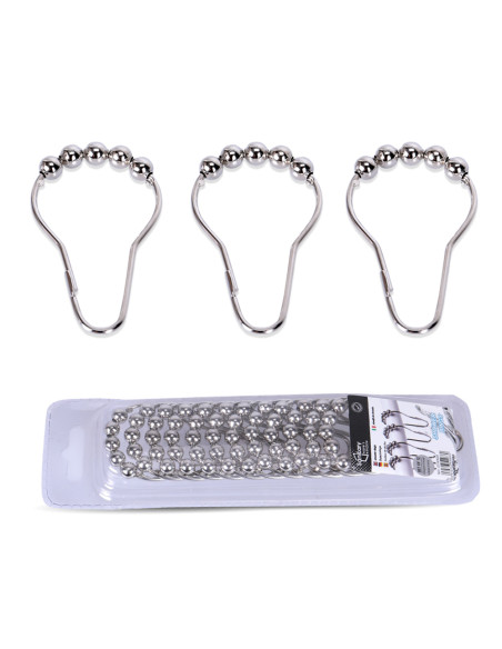 Ganchos cortina baño metálicos - set de 12