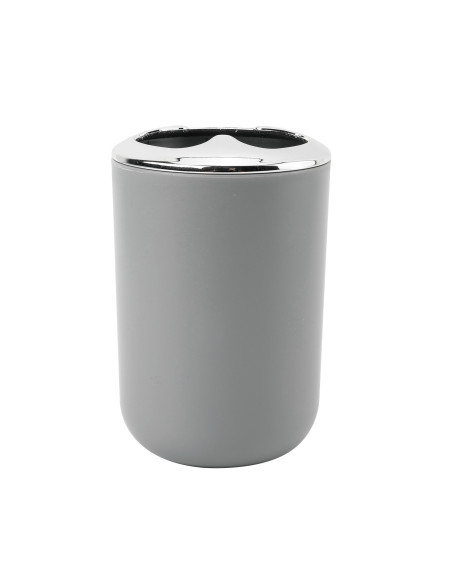 Porta cepillo dientes plástico plateado gris