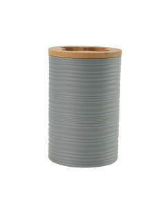 Porta cepillo dientes plástico estriado gris bambú