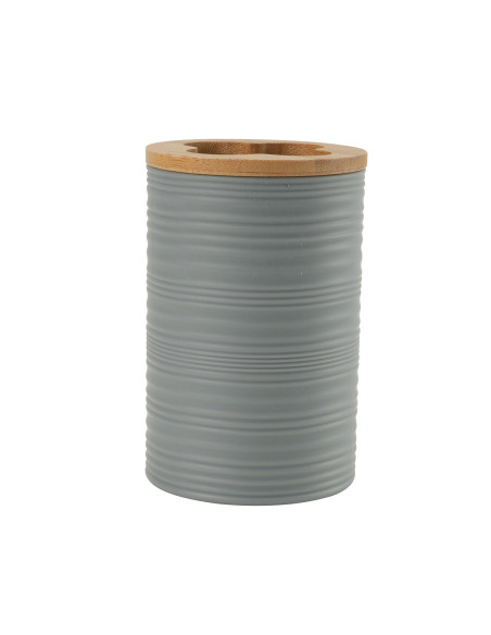 Porta cepillo dientes plástico estriado gris bambú