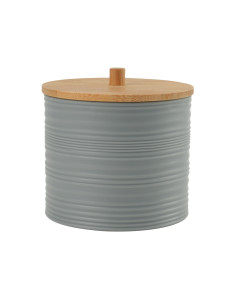 Porta cotonitos plástico estriado gris bambú