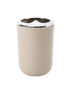 Porta cepillo dientes plástico plateado beige