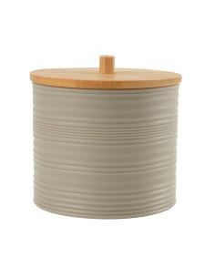 Porta cotonitos plástico estriado beige bambú